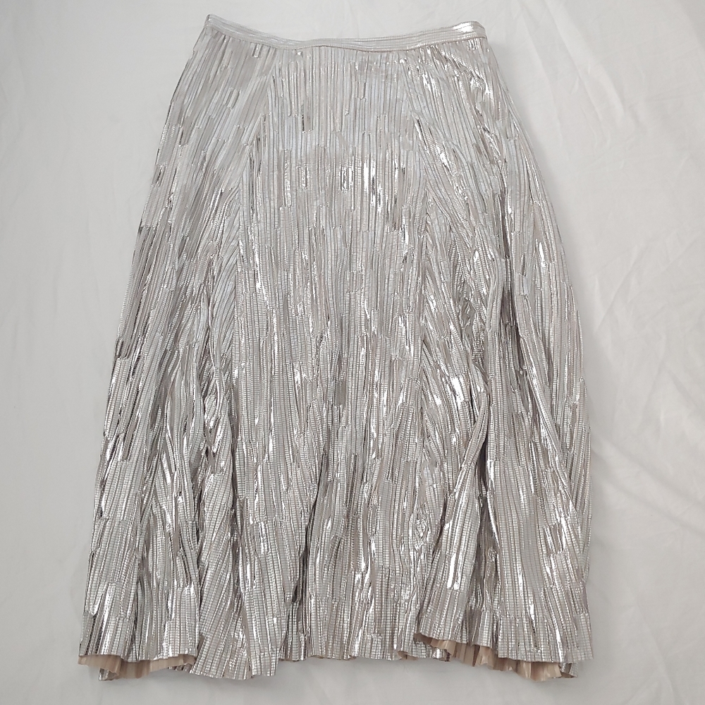 Anthro Maeve. Metallic pleated midi/maxi skirt. - Picture 4 of 11